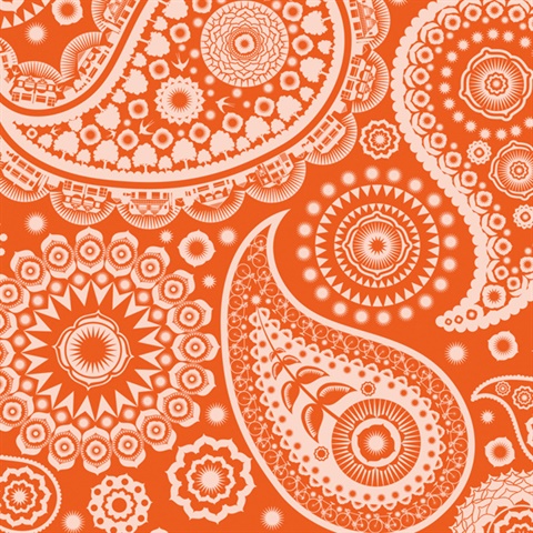 Paisley Crescent - Tangerine Dream colourway wallpaper