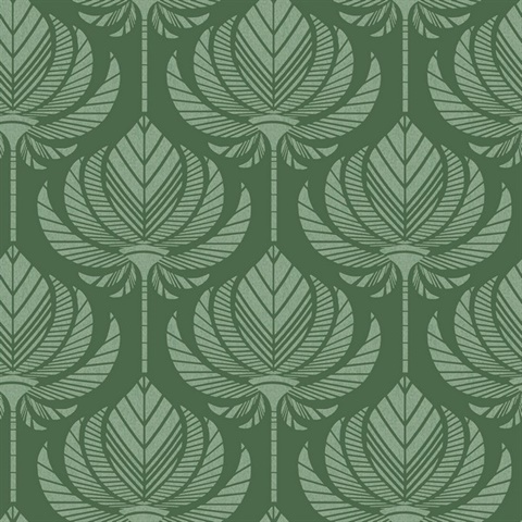 Palmier Green Abstract Lotus Fan Wallpaper