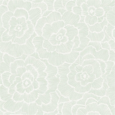 Periwinkle Light Green Large Abstract Textured Flower Wallpaper