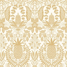 Pineapple Damask Gold Wallpaper