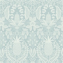 Pineapple Damask Light Blue Wallpaper