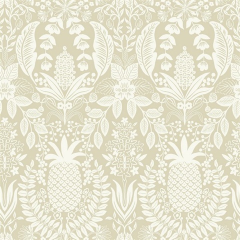 Pineapple Damask Light Taupe Wallpaper