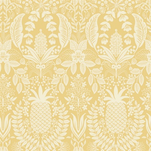 Pineapple Damask Yellow Wallpaper