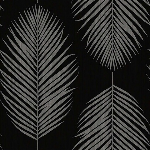 Port Lions Black Tie Large Palm Leaf Stripe Wallpaper