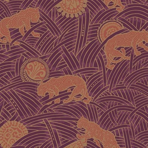 Purple & Orange Tibetan Tigers Wallpaper