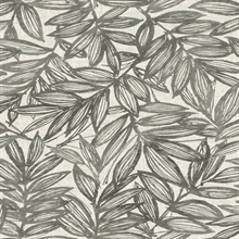 Rhythmic Black & White Leaf Wallpaper