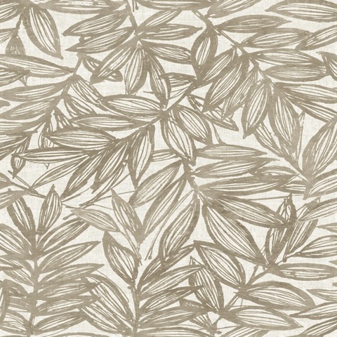 Rhythmic Taupe Leaf Wallpaper