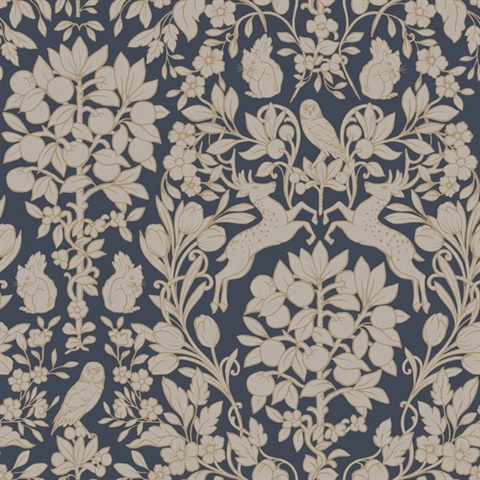 M1684 | Richmond Blue Forest Floral Wallpaper