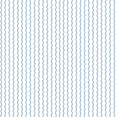 Rickrack Blue Wavy Vertical Stripe Wallpaper