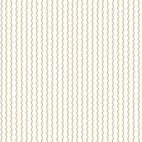 Rickrack Gold Wavy Vertical Stripe Wallpaper