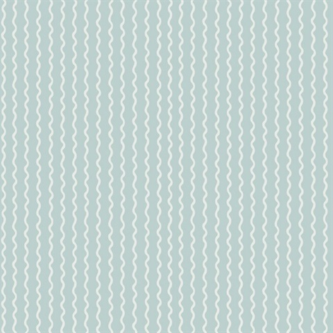 Rickrack Light Blue Wavy Vertical Stripe Wallpaper