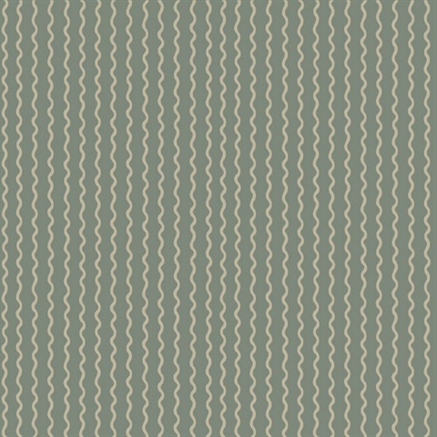 Rickrack Moss Wavy Vertical Stripe Wallpaper