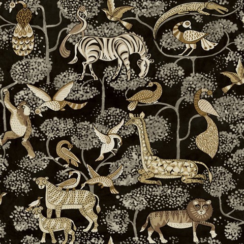 Rigby Black Jungle Animals Wallpaper