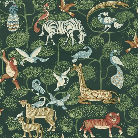 Rigby Green Jungle Animals Wallpaper