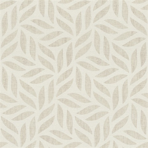 2980-704624 | Sagano Taupe Textured Grasscloth Leaf Wallpaper