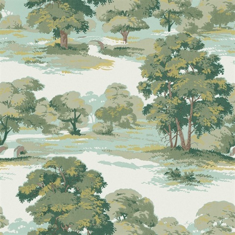 Sherwood Green Glade Tree Wallpaper