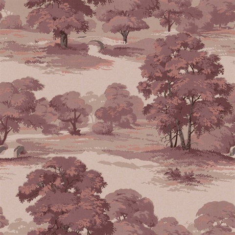 Sherwood Merlot Glade Tree Wallpaper