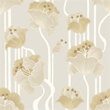 Shirley Neutral Deco Floral Peel &amp; Stick Wallpaper