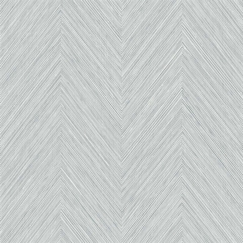 Sitka Breezy Blue Natural Grasscloth Chevron Wallpaper