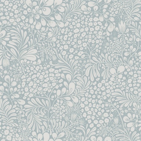 Siv Light Blue Botanical Scandanavian Wallpaper