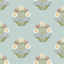 Sophie Aqua Floral Medallion Peel &amp; Stick Wallpaper