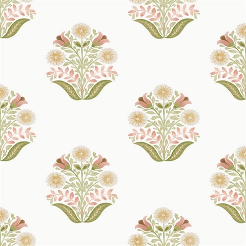 Sophie Pink Floral Medallion Peel & Stick Wallpaper