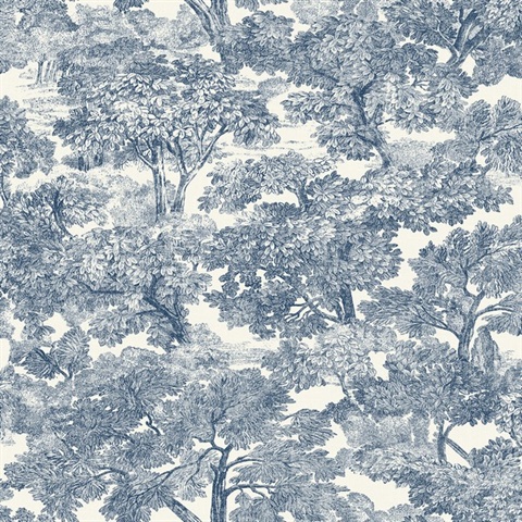 Spinney Blue Toile Wallpaper