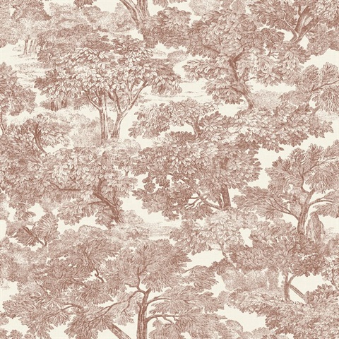 Spinney Red Toile Wallpaper