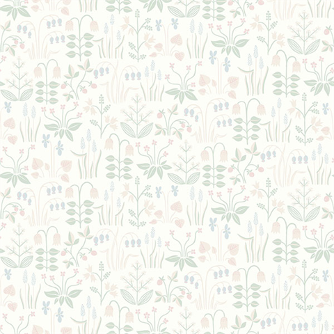 Strawberry Field Cream Garden Wallpaper