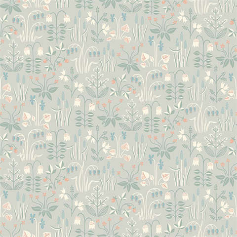 Strawberry Field Grey Garden Wallpaper