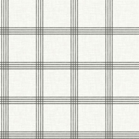 Twain Charcoal Plaid Wallpaper