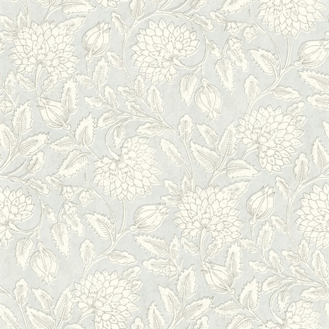 Vadouvan Light Blue Jacobean Trail Wallpaper