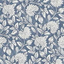 Vadouvan Navy Blue Jacobean Trail Wallpaper