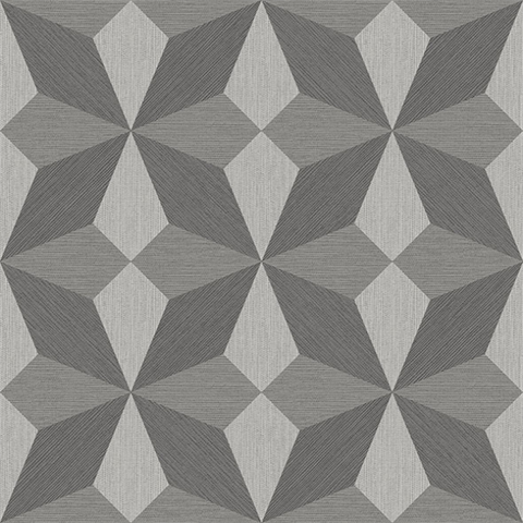 Valiant Grey Faux Grasscloth Geometric Wallpaper