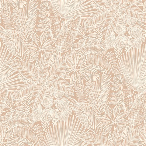 Vita Blush Tropical Leaf Wallpaper