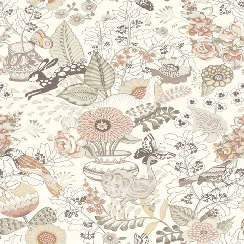 Whimsy Coral Fauna Wallpaper