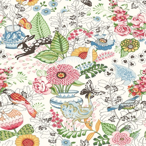 Whimsy Multicolor Fauna Wallpaper