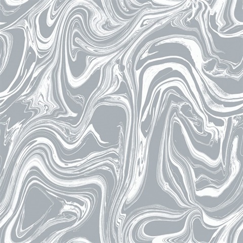 AW73923 | White & Silver Metallic Oil & Water Marble Swirl Design on ...