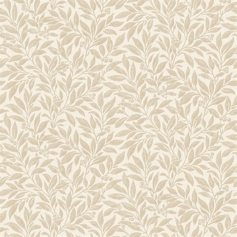 Winter Berry Beige Vine Wallpaper