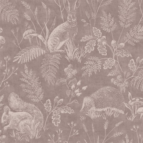 Woodland Mahogany Toile Animal Wallpaper